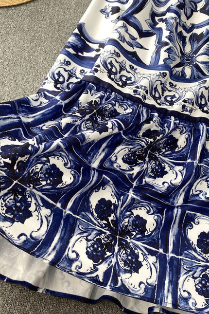 Sleeveless Print A-line Dress Summer Simple High Waist Maxi Dress Ladies Elegant Dresses Clothes Women Wholesale