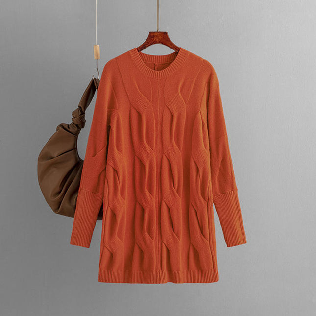 Loose Solid Color Simple Ladies Knitted Sweater