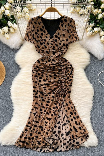 Vestido feminino infantil de verão novo elegante, vestido sexy com gravata plissada slim rabo de peixe