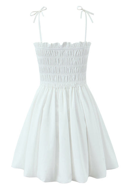 2 Colorway Spaghetti Strap Solid Color Smocked Hot Sale Casual Fashion Mini slip Dress for Ladies