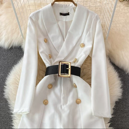 Spring Fashion OL Professional Office Style Jumpsuit High Waist Split Wide Leg Jumpsuit Pants