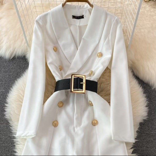 Spring Fashion OL Professional Office Style Jumpsuit High Waist Split Wide Leg Jumpsuit Pants