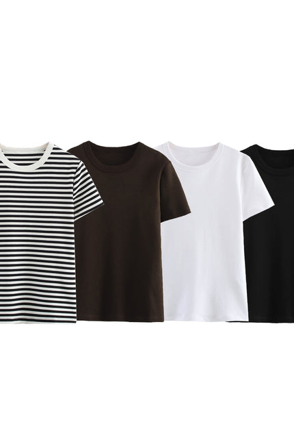 4 Colorway Crew Neck Short Sleeve Casual Fashion Summer t Shirt for Women