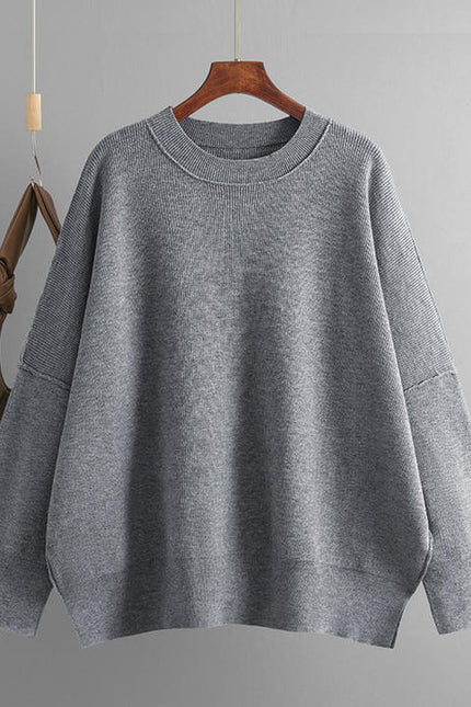 High Street Black Women Crew Neck Oversized Loose Plain Sweater Drop Shoulder Sweatshirts