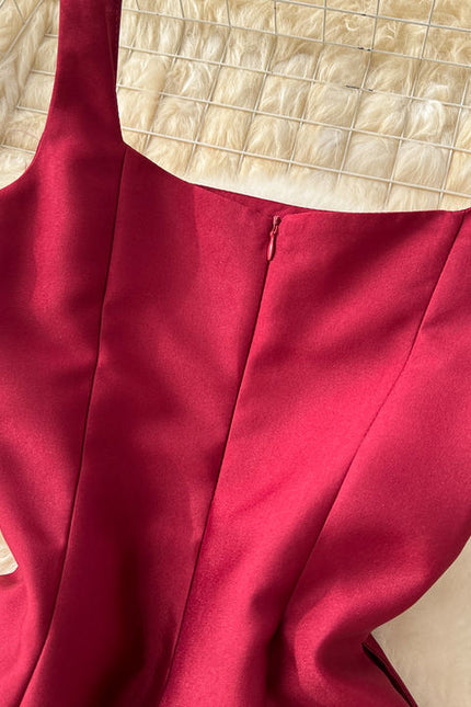 2024 New Design Sense Backless Retro Solid Color Women's Casual Dress Prom Dress