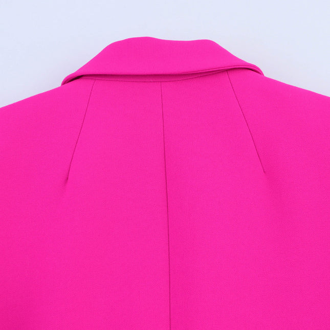 Notched Collar Rose Color Long Sleeve Single Breasted Casual Fashion blazer Jacket for Women