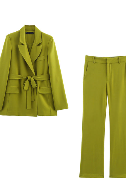 Green Color Long Sleeve Notched Collar Casual Fashion blazer Jacket for Women