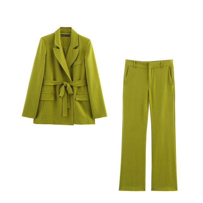 Green Color Long Sleeve Notched Collar Casual Fashion blazer Jacket for Women