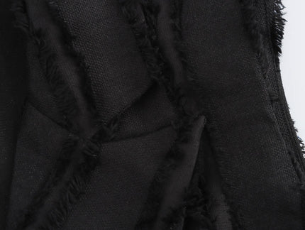 Notched collar black color double breasted sashes sleeveless casual fashion maxi dress for women