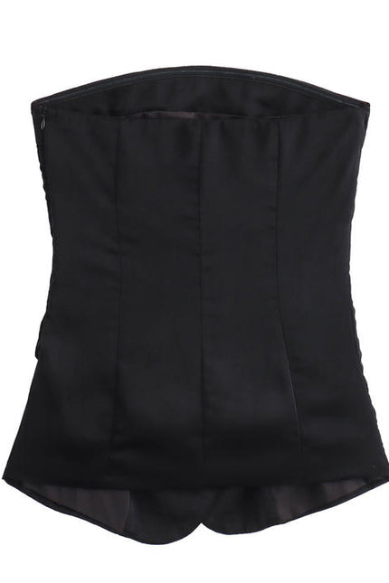 Strapless Black Color Double Breasted tank Top Long Pants Casual Fashion Women 2 Piece Set