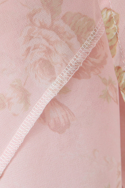 Floral Print Back Hollow Out pink Color Sleeveless Casual Fashion Summer Long Halter Dress for Women
