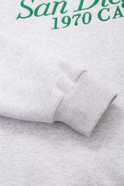 Crew Neck Gray Color Letter Embroidery Long Sleeve Casual Fashion Women Sweatshirt
