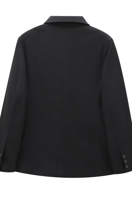 Notched Collar Single Breasted Long Sleeve Black Color Casual Fashion blazer Jacket for Women