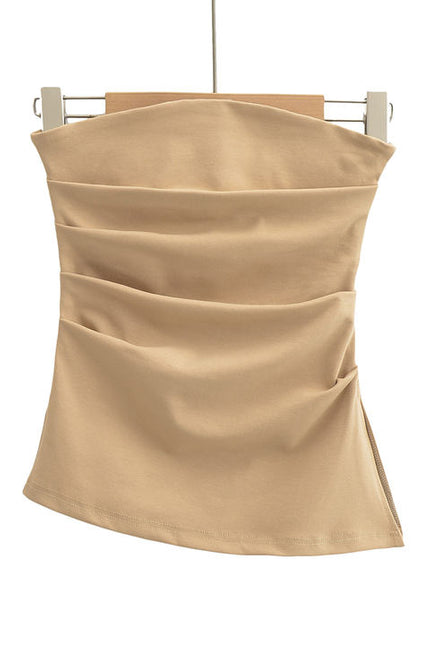 8 Colorway Strapless Pleated Zipper Fly Solid Color Casual Fashion Crop tank Tops for Women