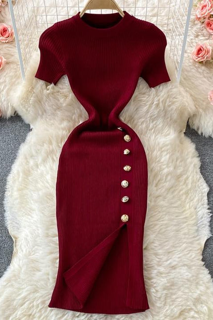 New Arrival Wholesale Spring Fall Short Sleeves Korean Kpop Knitted Casual Sweater Dresses Supplier Women Winter