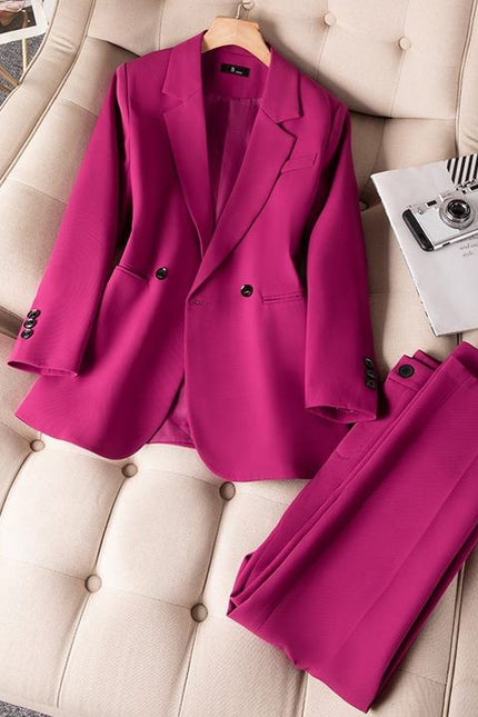 Fashion Office Career Suit Women's Spring and Autumn New Suit Blazers Two Pieces