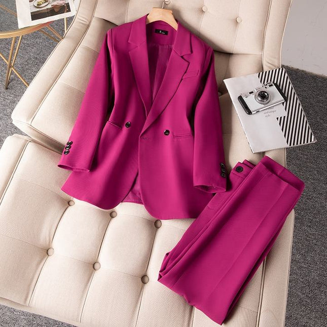 Fashion Office Career Suit Women's Spring and Autumn New Suit Blazers Two Pieces