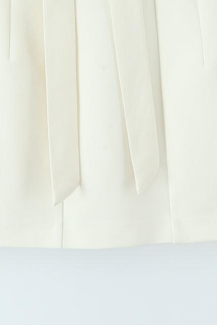 Strapless Front Bow Tie Beige Color Casual Fashion Summer Mini Dress for Women