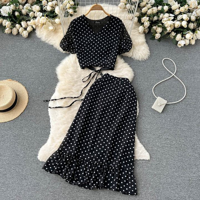 2024 Women Sweet Embroidery Top Skirt Two-piece Set
