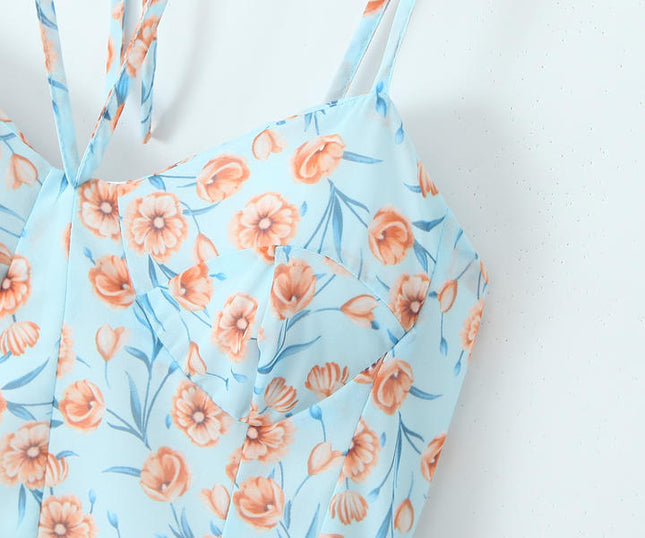 2 Colorway Floral Print Multi Color Spaghetti Strap Casual Fashion Mini slip Dress for Women