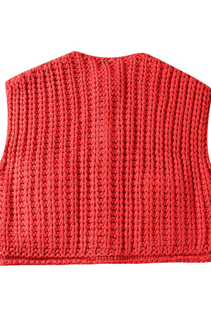3 Colorway Single Breasted Solid Color v Neck Casual Fashion Sweater Vest for Women