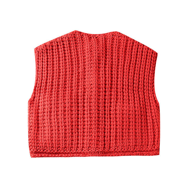 3 Colorway Single Breasted Solid Color v Neck Casual Fashion Sweater Vest for Women