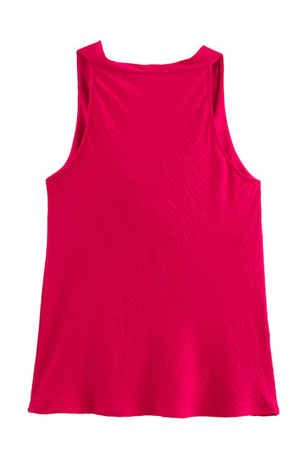 Drop Collar Rose Color Sleeveless Casual Fashion Women's tank Tops