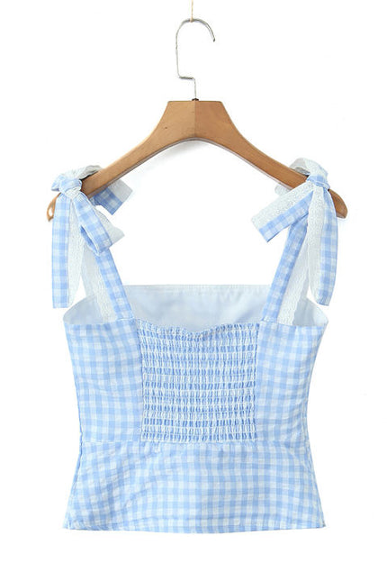 2 Colorway Shoulder Strap Plaid Print Casual Fashion Women's tank Top