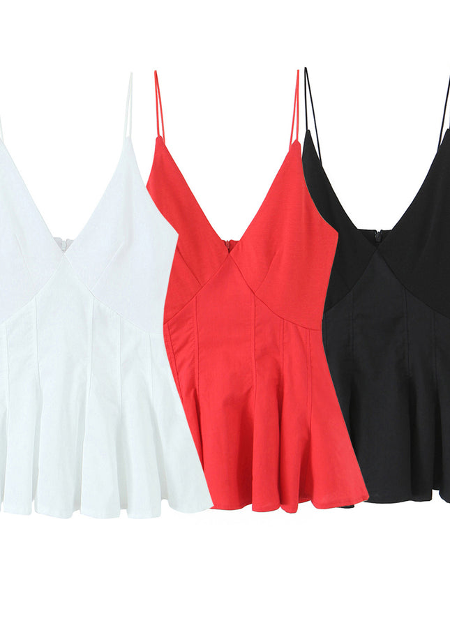 3 Colorway Solid Color Spaghetti Strap Zipper Fly Casual Fashion Women's tank Tops