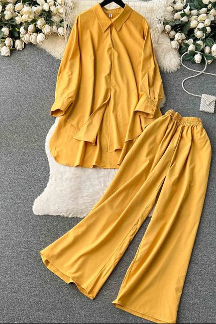 Women's Sets Spring Fashion Shirt High Waist Casual Pants 2 Piece Set Women Clothing Wholesale
