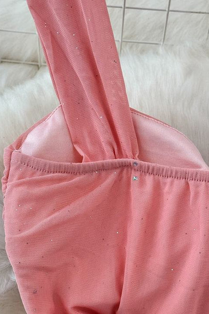 Summer V-neck Sleeveless Solid Mesh Casual Dress Women High Waist Mini Spaghetti Slip Dress Ladies Elegant Dresses Wholesale