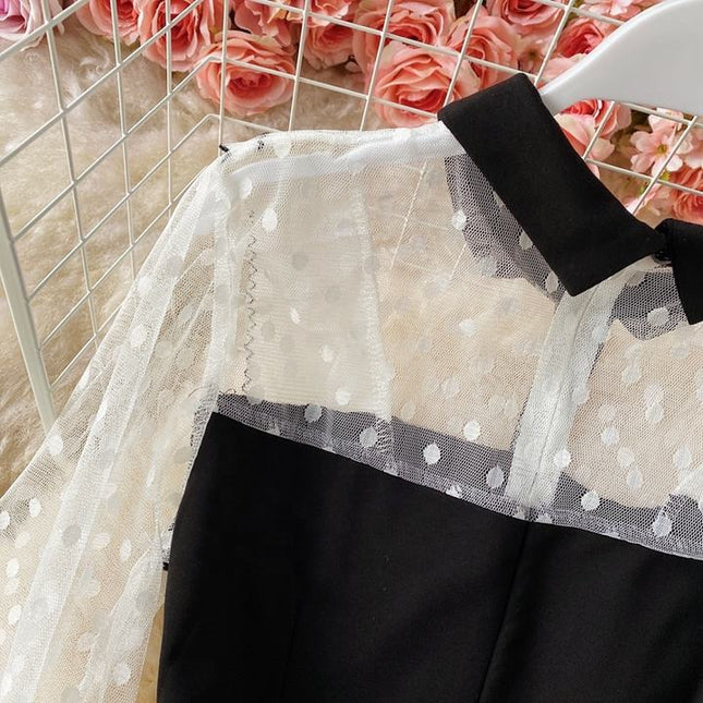 New Spring Mesh Stitching Package Hip Dresses Hot Sale High Quality Ladies Dresses
