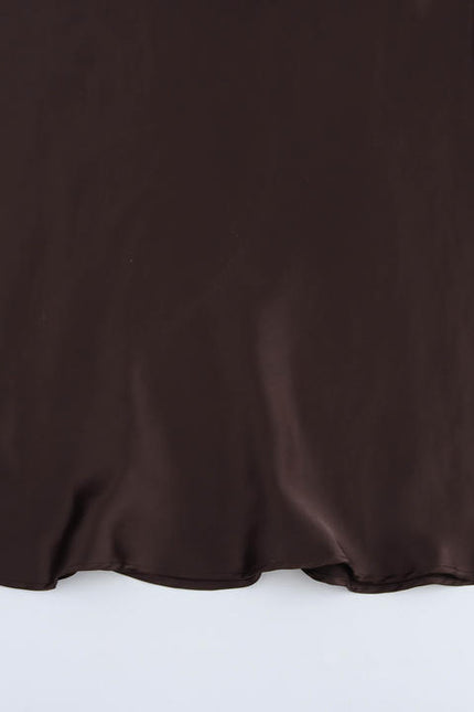 Crew Neck Sashes Brown Color Sleeveless Casual Fashion Maxi Summer Dress for Women