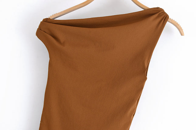 3 Colorway Solid Color Asymmetrical Design Sleeveless Casual Fashion Summer Mini Dress for Women