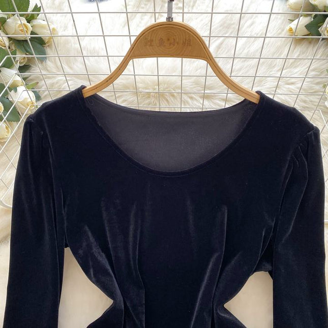 Senior Nail Drill Lotus Leaf Hem Splicing Long Sleeve Top High Waist Skirt Two Sets