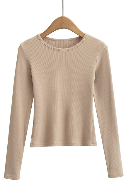 4 Colorway Crew Neck Solid Color Long Sleeve Casual Fashion Knitted t Shirt for Women