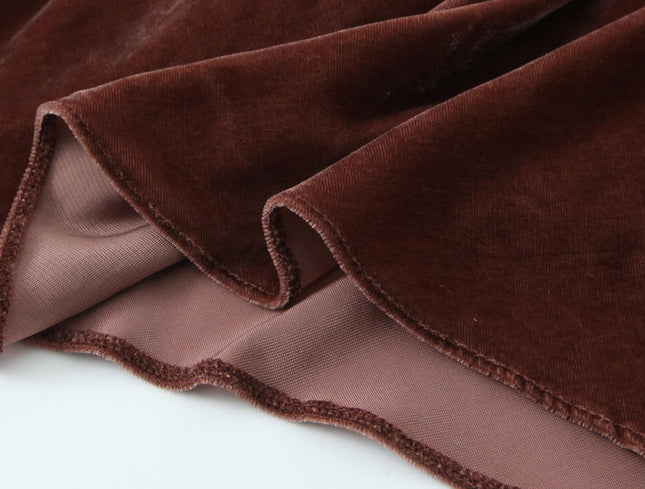 Brown Color Spaghetti Strap Front Pleated Casual Fashion Maxi slip Dress for Ladies