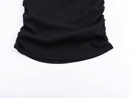 3 Colorway Asymmetrical Collar Solid Color Long Sleeve Pleated Casual Fashion Women t Shirt