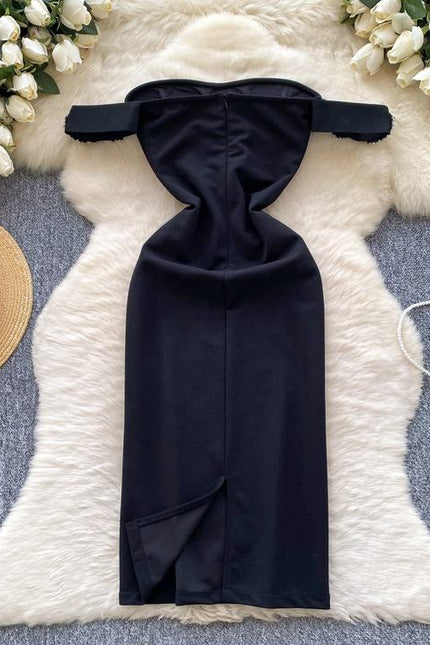 2025 New Off-shoulder Split Dress Slim Fit With Diamond Waist For Parties
