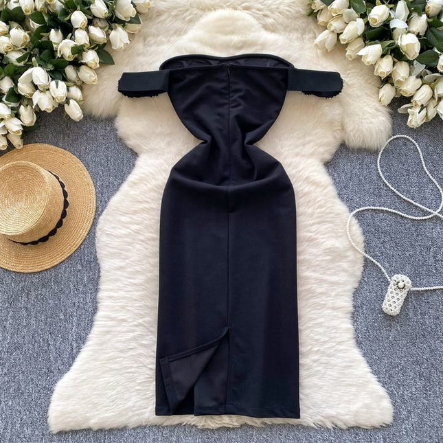 2025 New Off-shoulder Split Dress Slim Fit With Diamond Waist For Parties