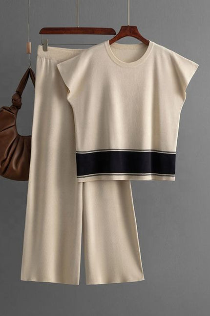 Women's Plus Size Suit Women's Sweater Loose High Waist Wide Leg Pants Fashion Two-piece Set