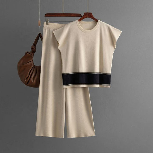 Women's Plus Size Suit Women's Sweater Loose High Waist Wide Leg Pants Fashion Two-piece Set