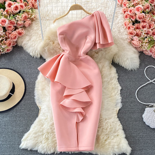 Summer Women Clothin Sexy Slim Fit Ruffles Casual Party Dresses
