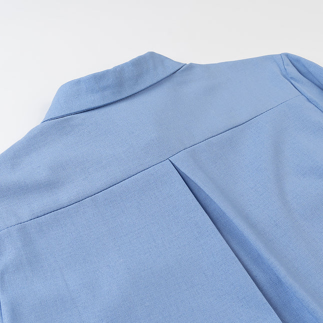 3 Colorway Turn Down Collar Long Sleeve Buttons up Solid Color Casual Fashion Tops Blouse for Women