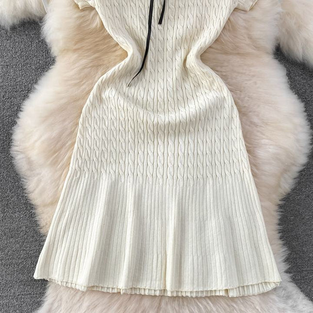 Summer Korean Version of the Short Sleeve Knitted Fishtail Tight Dresses