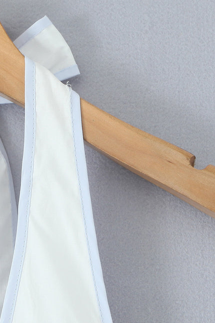 Back Hollow Out White Color Sleeveless Causal Fashion Summer Mini Cotton Halter Dress for Women