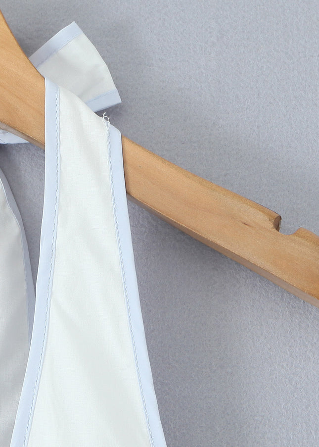 Back Hollow Out White Color Sleeveless Causal Fashion Summer Mini Cotton Halter Dress for Women