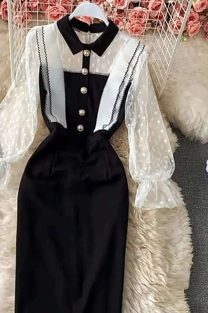 New Spring Mesh Stitching Package Hip Dresses Hot Sale High Quality Ladies Dresses