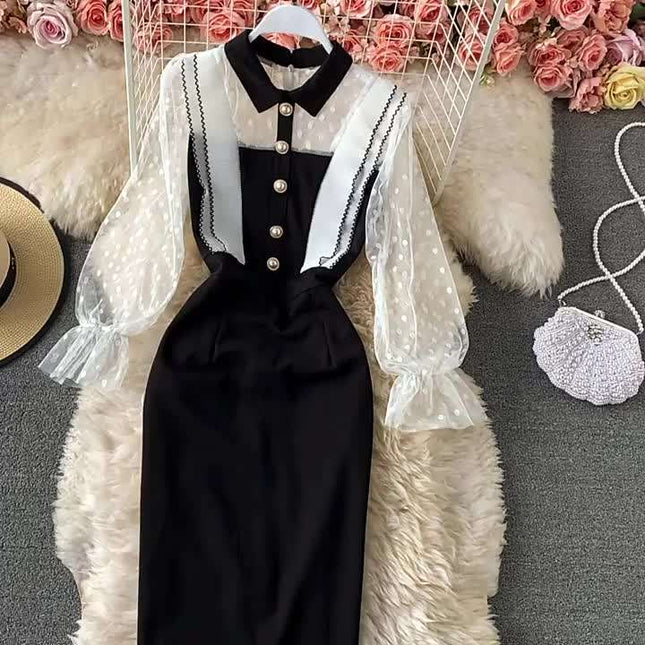 New Spring Mesh Stitching Package Hip Dresses Hot Sale High Quality Ladies Dresses