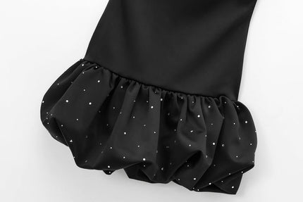 Mini vestido de verano de moda informal de gran oferta de Color negro con cuentas sin tirantes para mujer